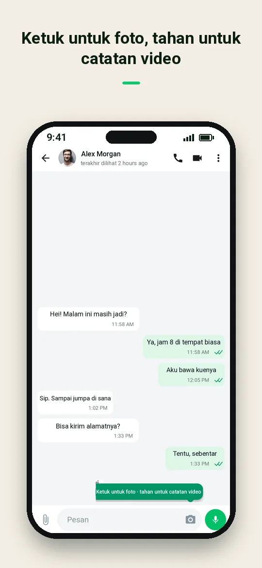 Ketuk untuk foto, tahan untuk catatan video — Haydai