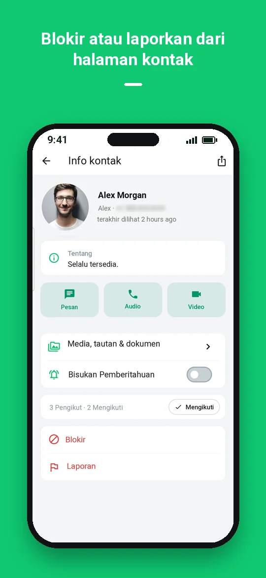 Blokir atau laporkan dari halaman kontak — Haydai