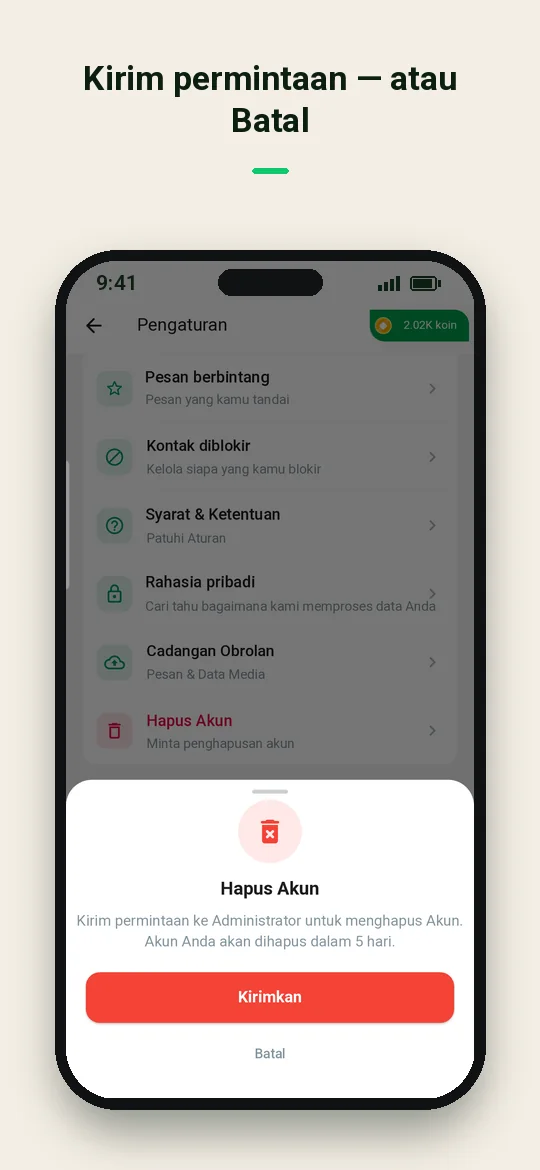Kirim permintaan — atau Batal — Haydai