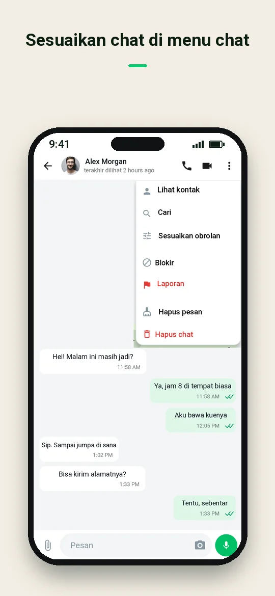 Sesuaikan chat di menu chat — Haydai