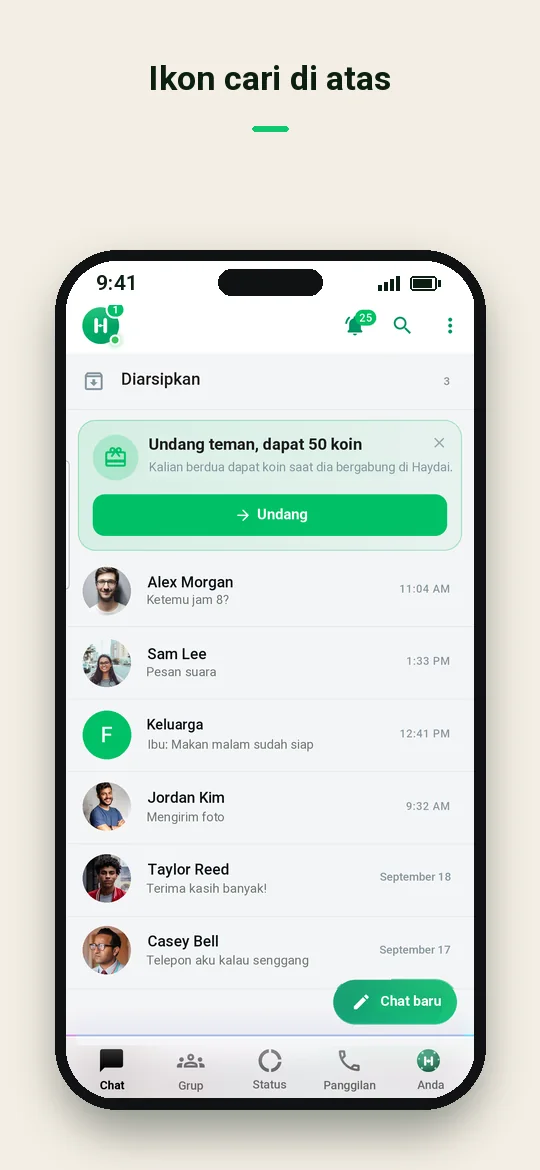 Ikon cari di atas — Haydai