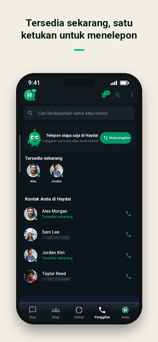 Tersedia sekarang, satu ketukan untuk menelepon — Haydai