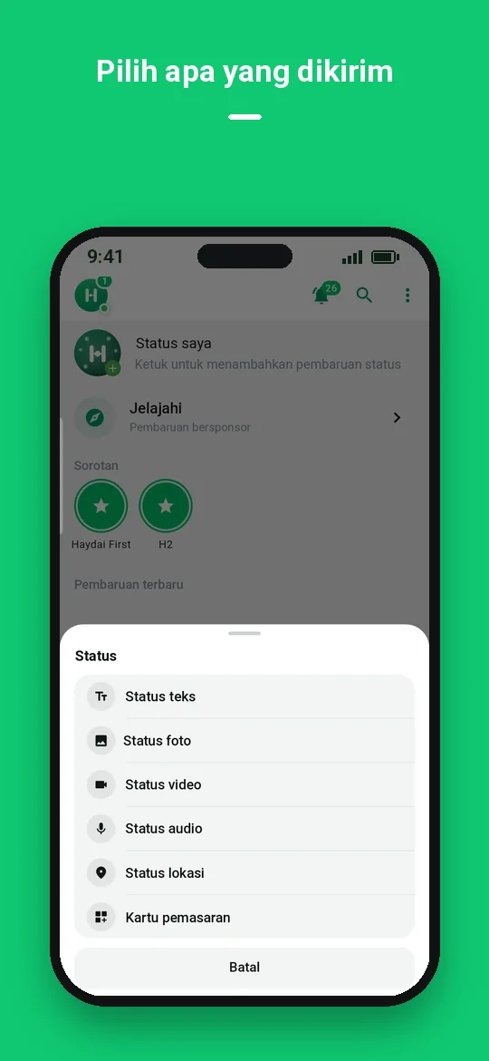 Pilih apa yang dikirim — Haydai