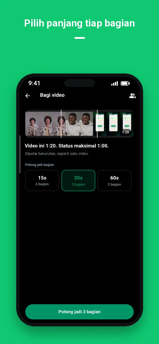 Pilih panjang tiap bagian — Haydai