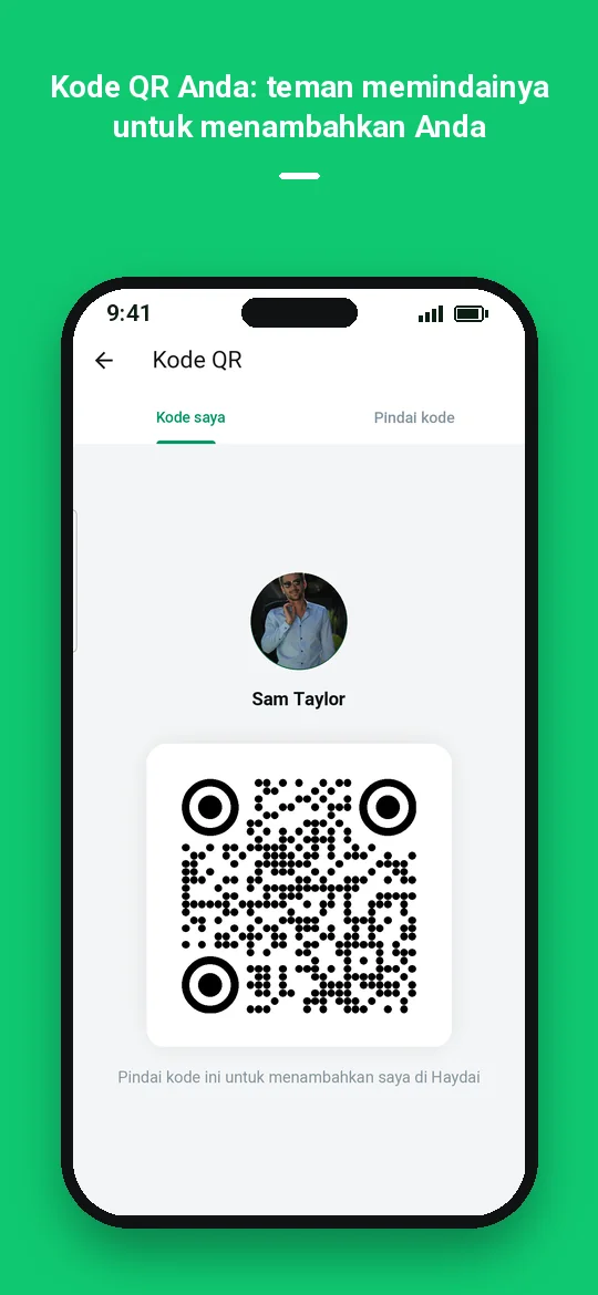 Kode QR Anda: teman memindainya untuk menambahkan Anda — Haydai