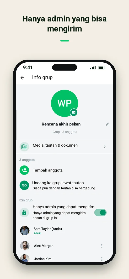 Hanya admin yang bisa mengirim — Haydai