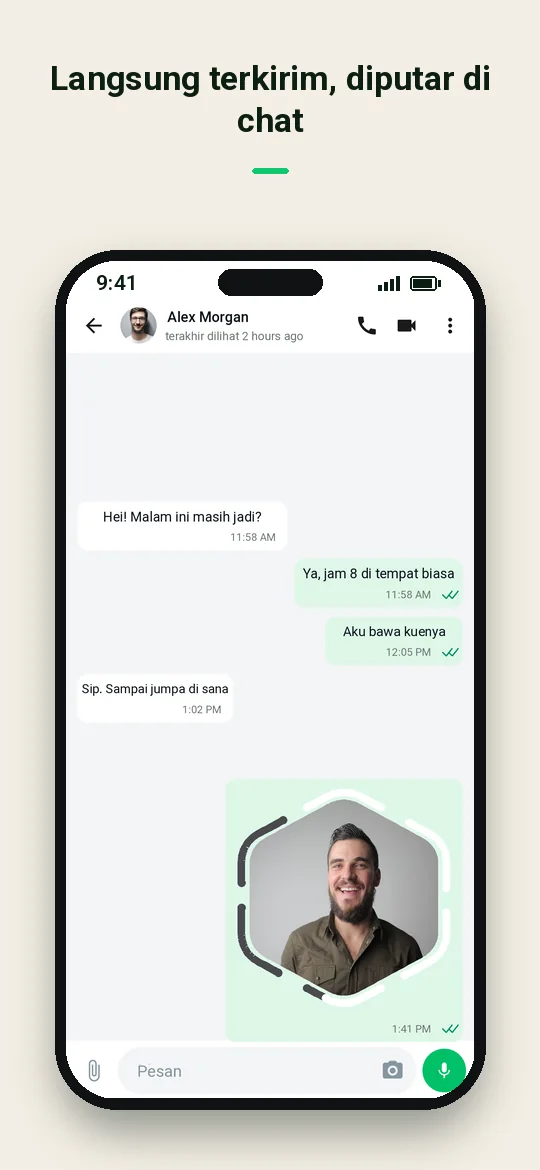 Langsung terkirim, diputar di chat — Haydai