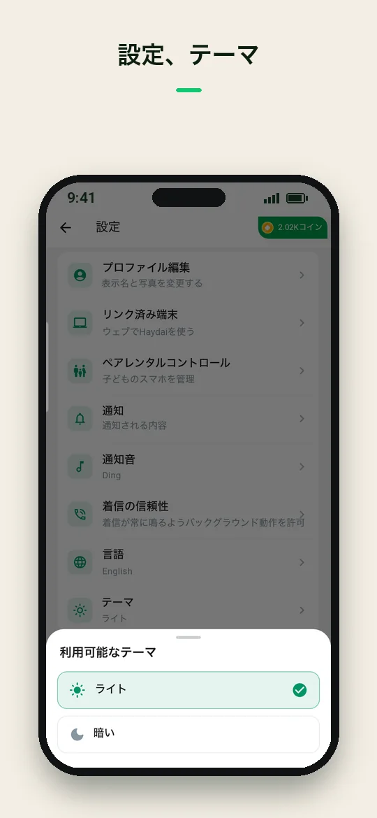 設定、テーマ — Haydai