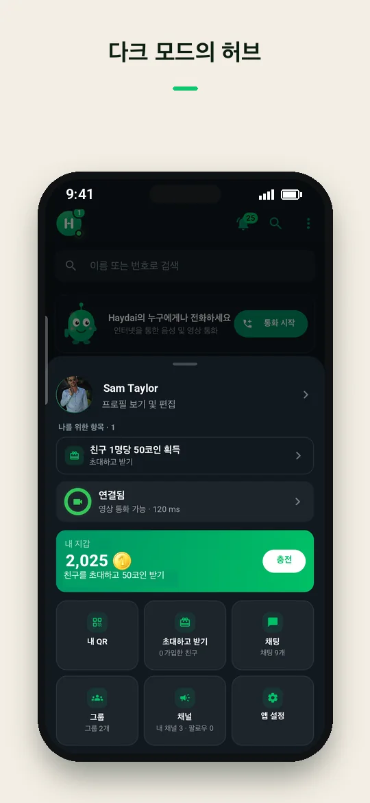 다크 모드의 허브 — Haydai