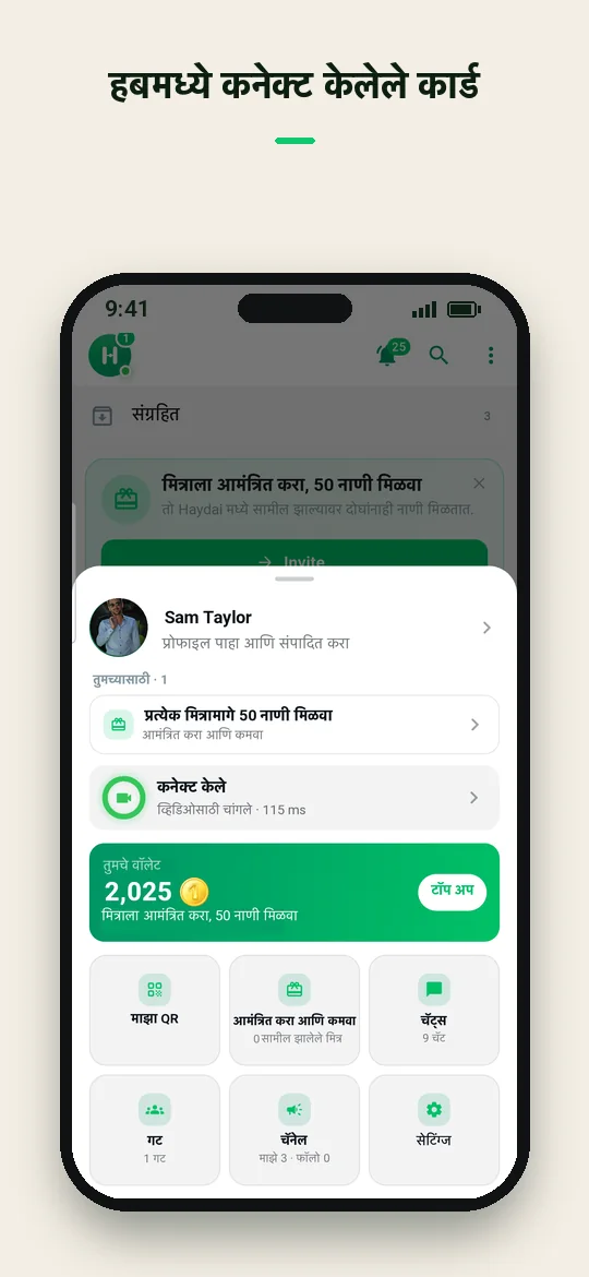 हबमध्ये कनेक्ट केलेले कार्ड — Haydai
