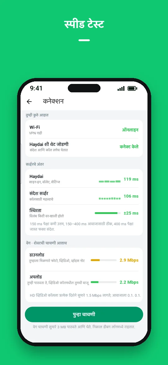 स्पीड टेस्ट — Haydai