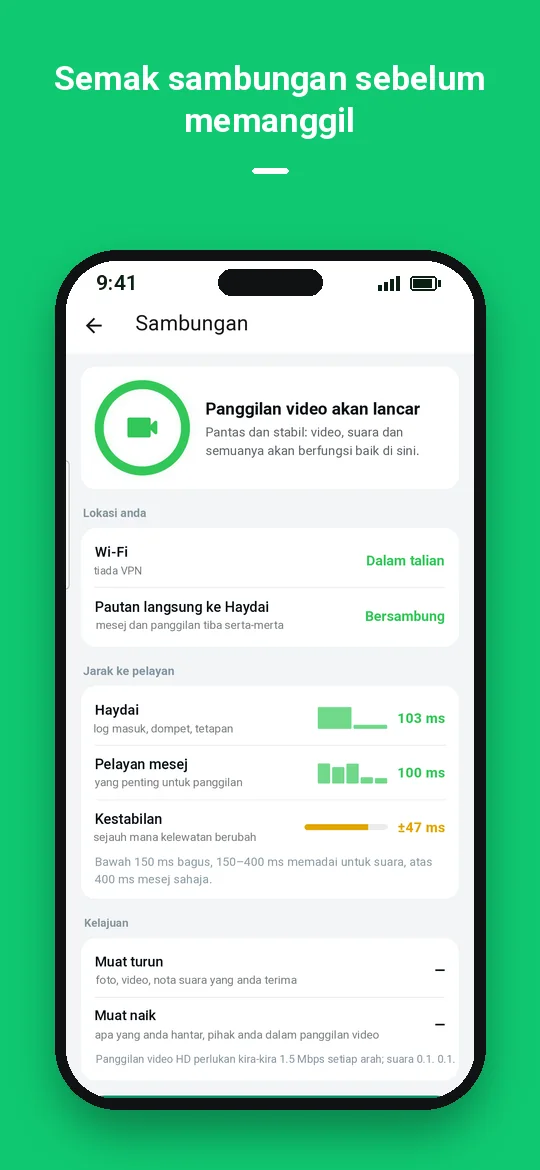 Semak sambungan sebelum memanggil — Haydai