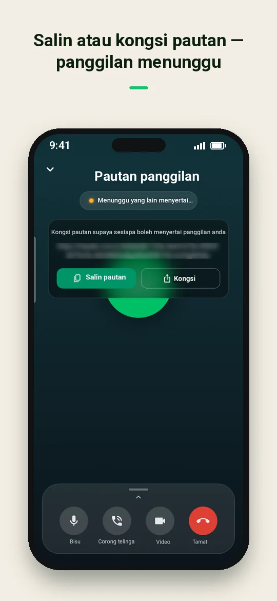 Salin atau kongsi pautan — panggilan menunggu — Haydai