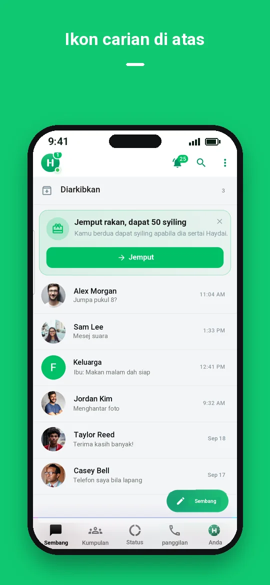Ikon carian di atas — Haydai