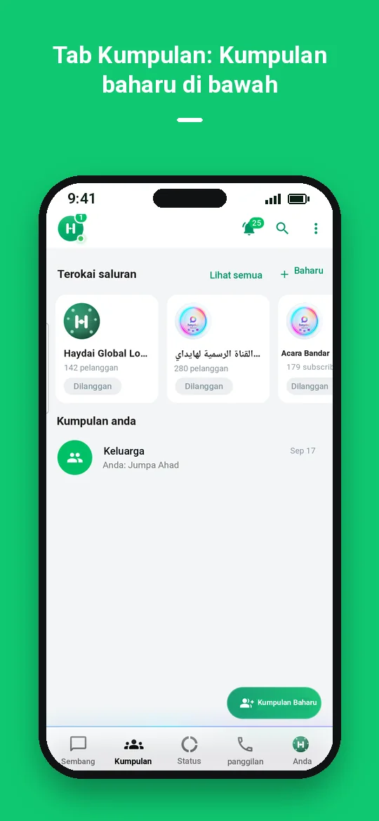 Tab Kumpulan: Kumpulan baharu di bawah — Haydai