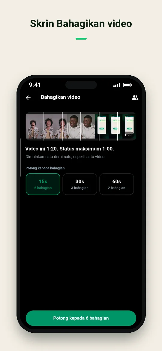 Skrin Bahagikan video — Haydai