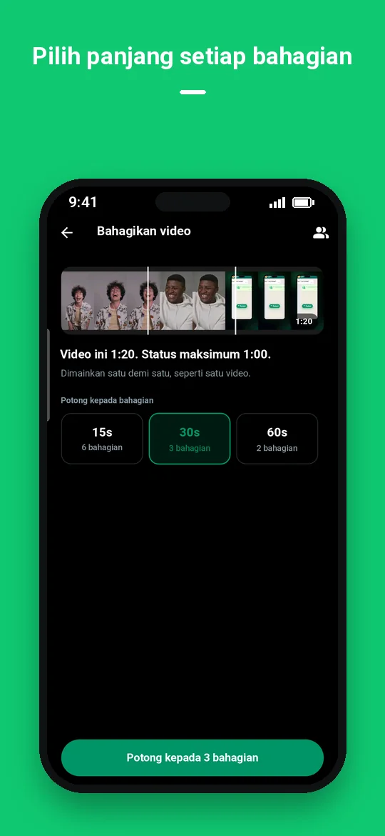 Pilih panjang setiap bahagian — Haydai