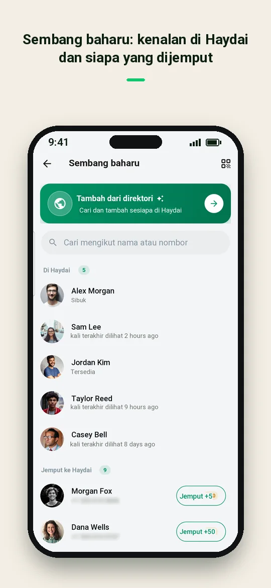Sembang baharu: kenalan di Haydai dan siapa yang dijemput — Haydai