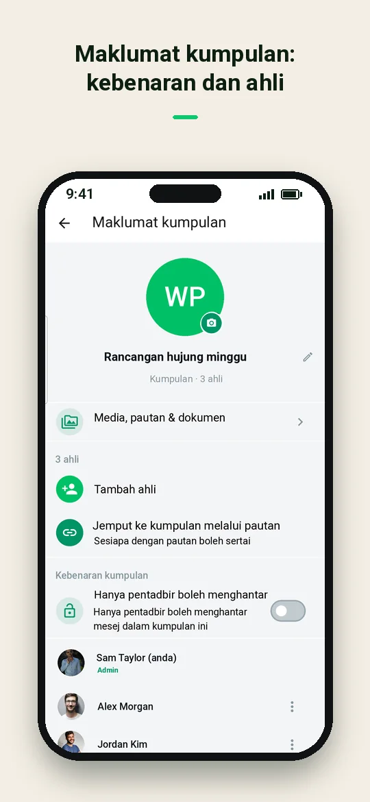 Maklumat kumpulan: kebenaran dan ahli — Haydai