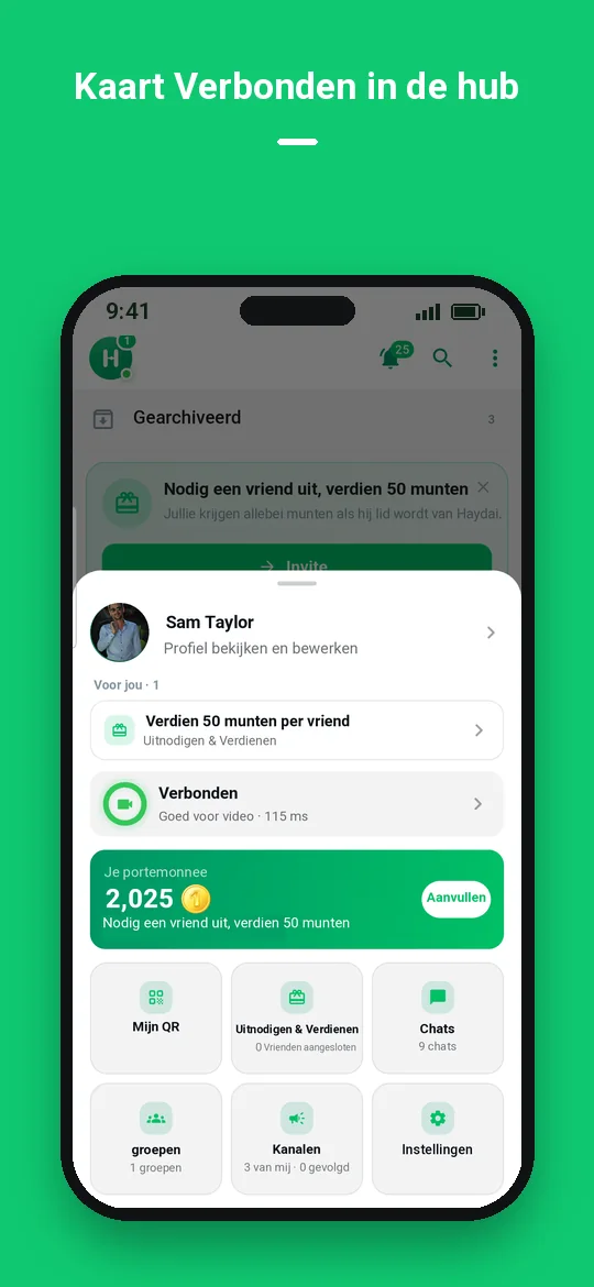 Kaart Verbonden in de hub — Haydai
