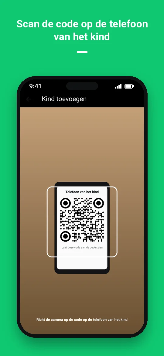 Scan de code op de telefoon van het kind — Haydai
