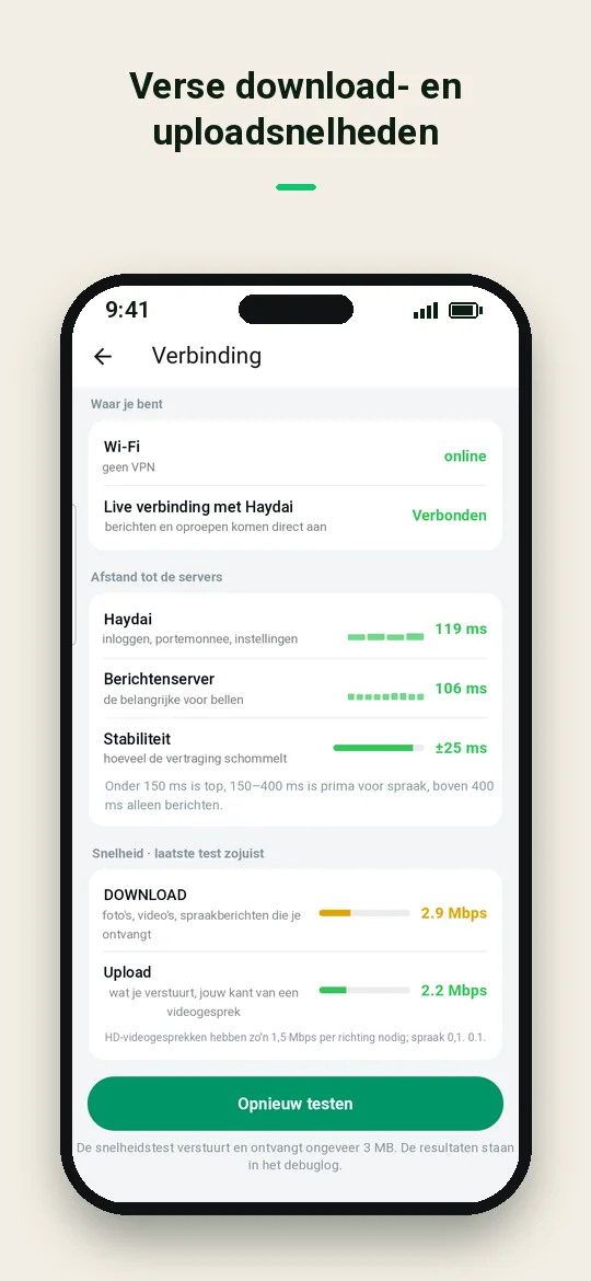 Verse download- en uploadsnelheden — Haydai