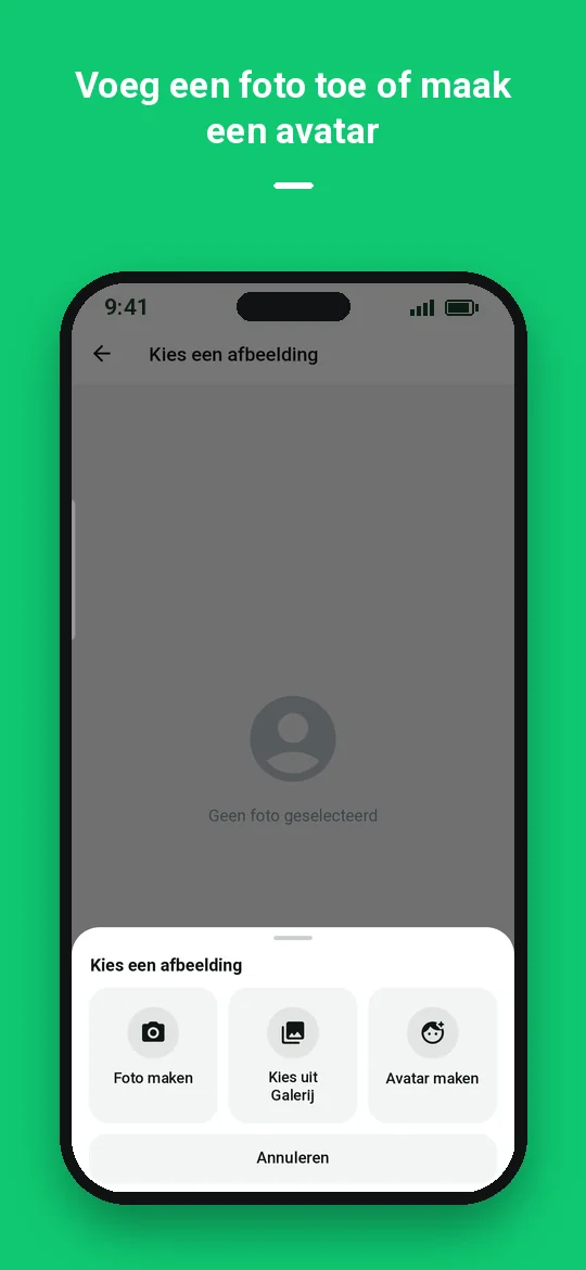 Voeg een foto toe of maak een avatar — Haydai