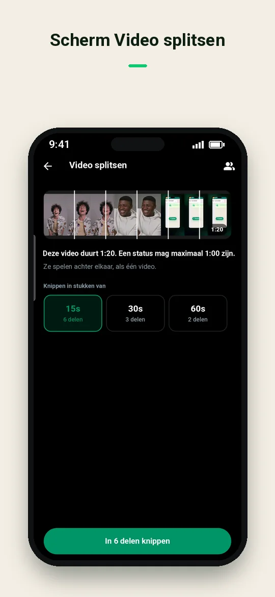 Scherm Video splitsen — Haydai