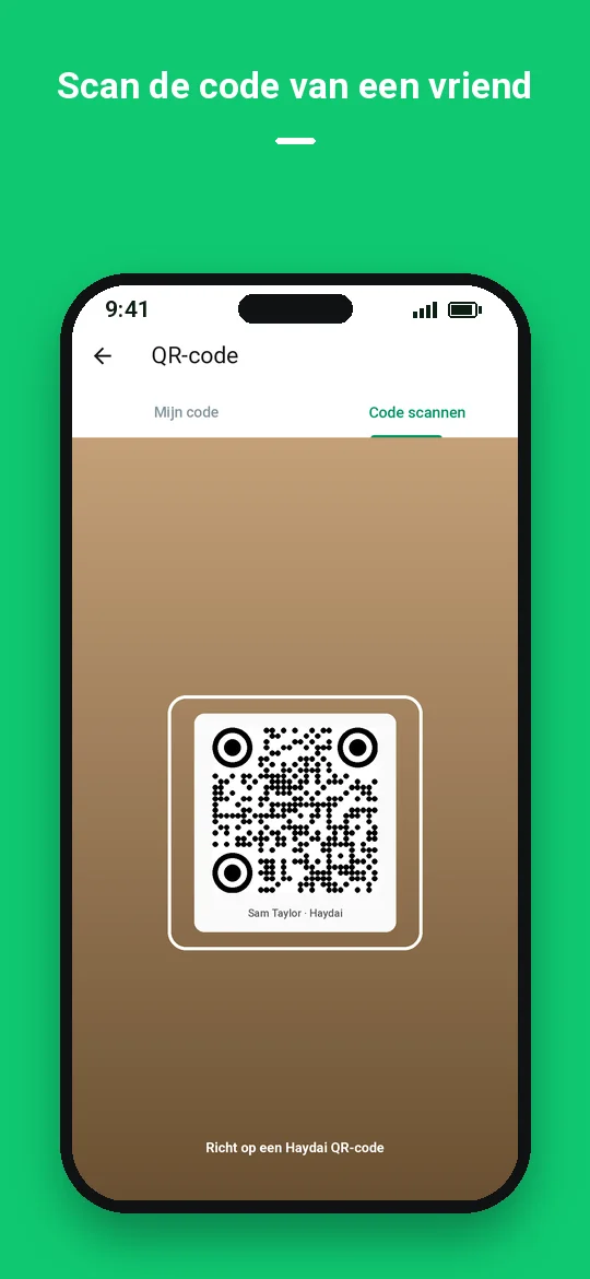 Scan de code van een vriend — Haydai