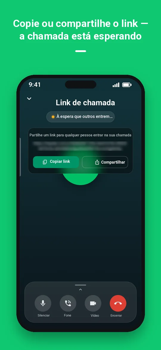 Copie ou compartilhe o link — a chamada está esperando — Haydai