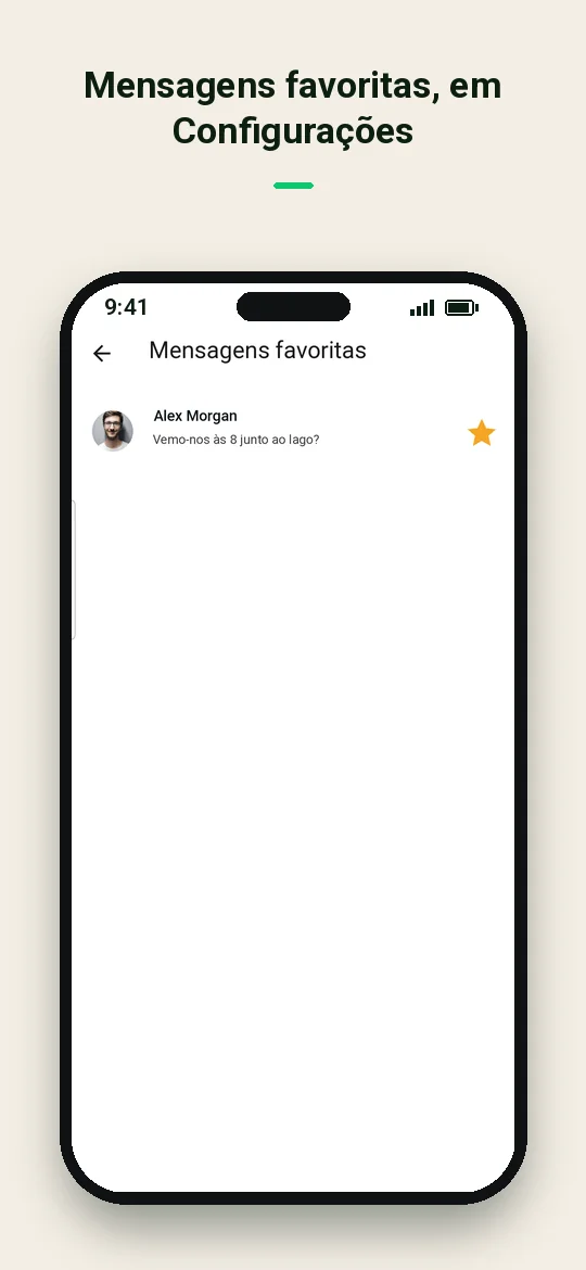 Mensagens favoritas, em Configurações — Haydai