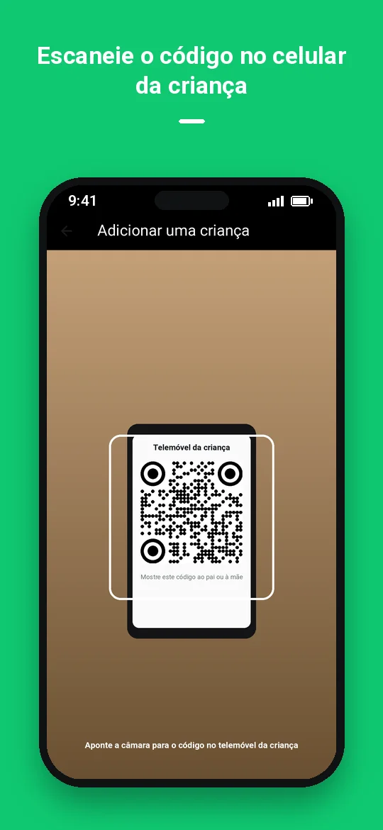 Escaneie o código no celular da criança — Haydai