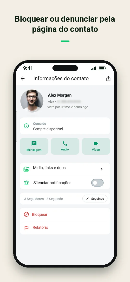 Bloquear ou denunciar pela página do contato — Haydai