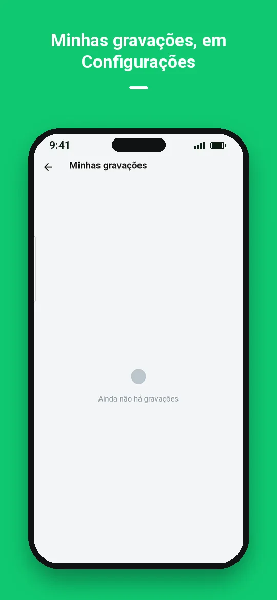 Minhas gravações, em Configurações — Haydai
