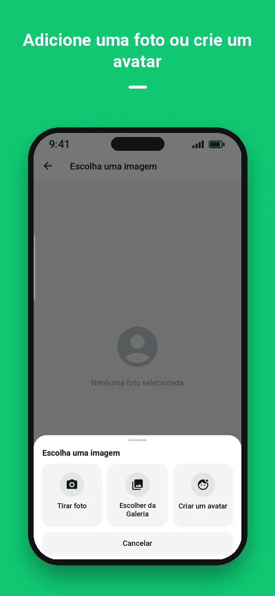 Adicione uma foto ou crie um avatar — Haydai