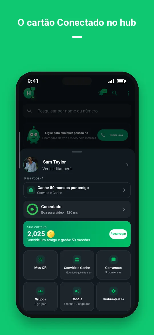 O cartão Conectado no hub — Haydai