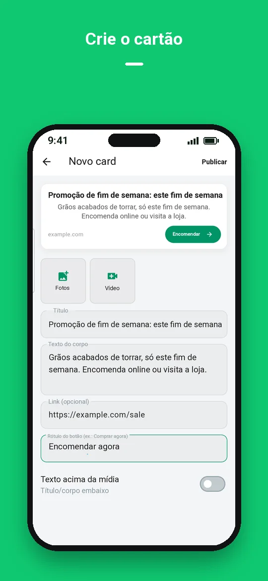 Crie o cartão — Haydai