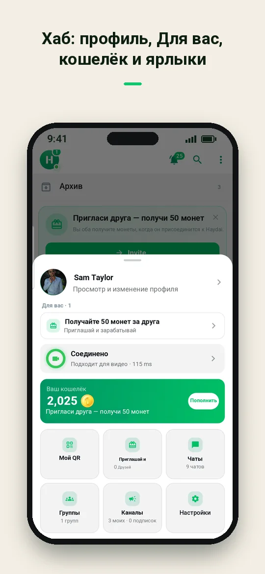 Хаб: профиль, Для вас, кошелёк и ярлыки — Haydai