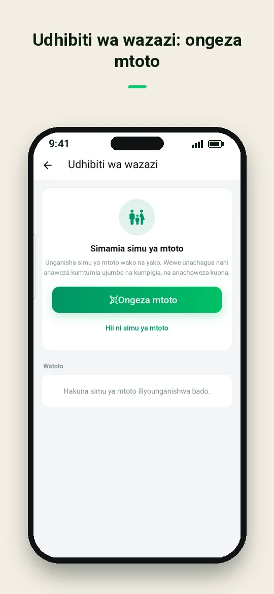 Udhibiti wa wazazi: ongeza mtoto — Haydai