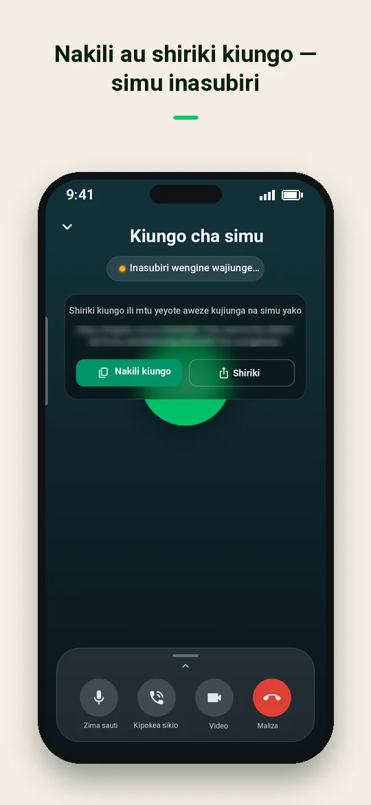 Nakili au shiriki kiungo — simu inasubiri — Haydai
