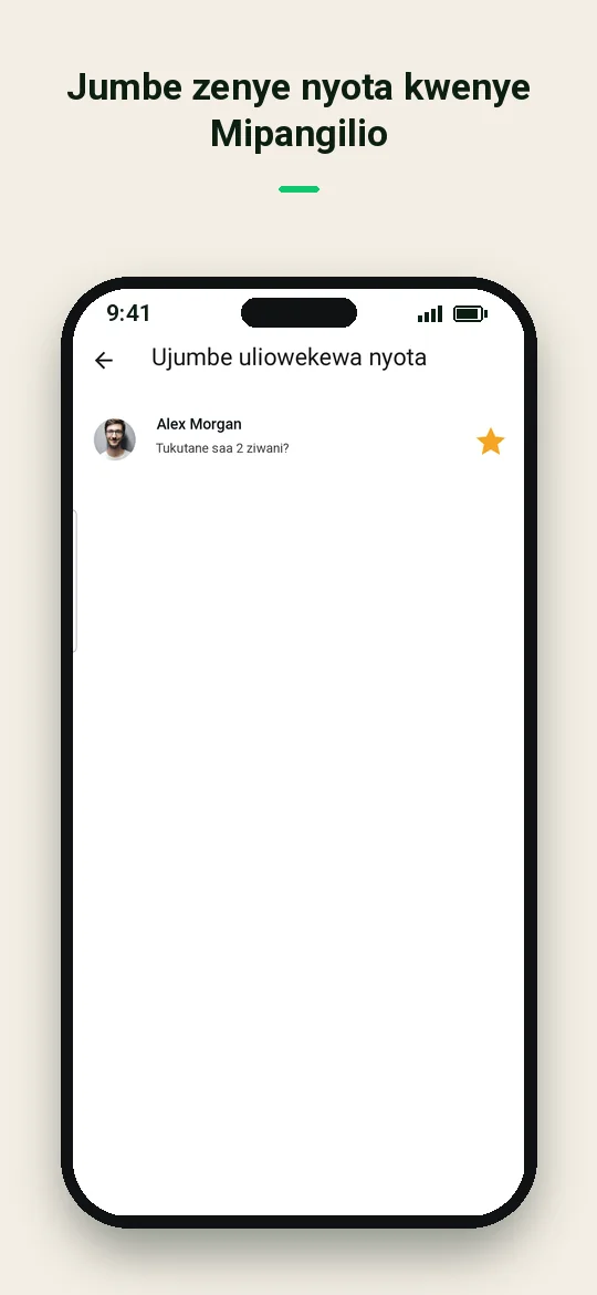 Jumbe zenye nyota kwenye Mipangilio — Haydai