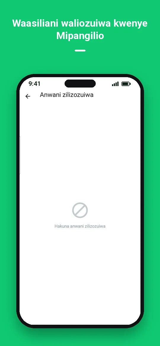 Waasiliani waliozuiwa kwenye Mipangilio — Haydai