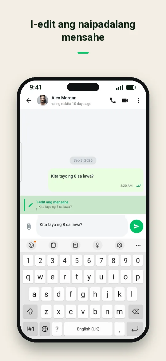 I-edit ang naipadalang mensahe — Haydai