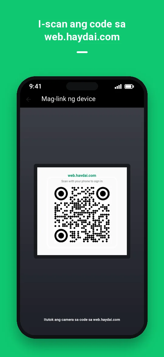 I-scan ang code sa web.haydai.com — Haydai