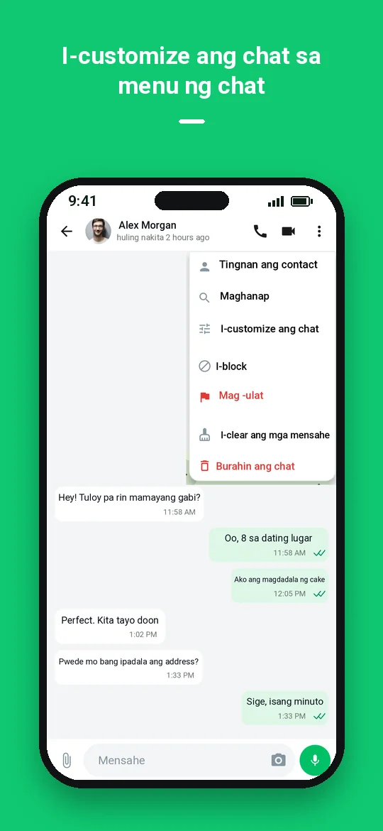 I-customize ang chat sa menu ng chat — Haydai