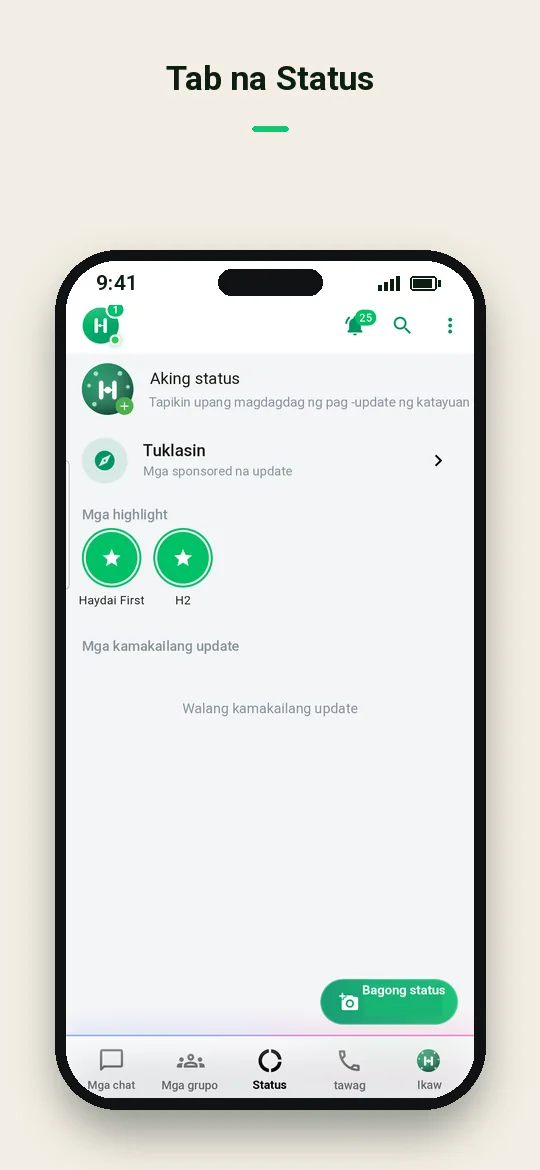Tab na Status — Haydai