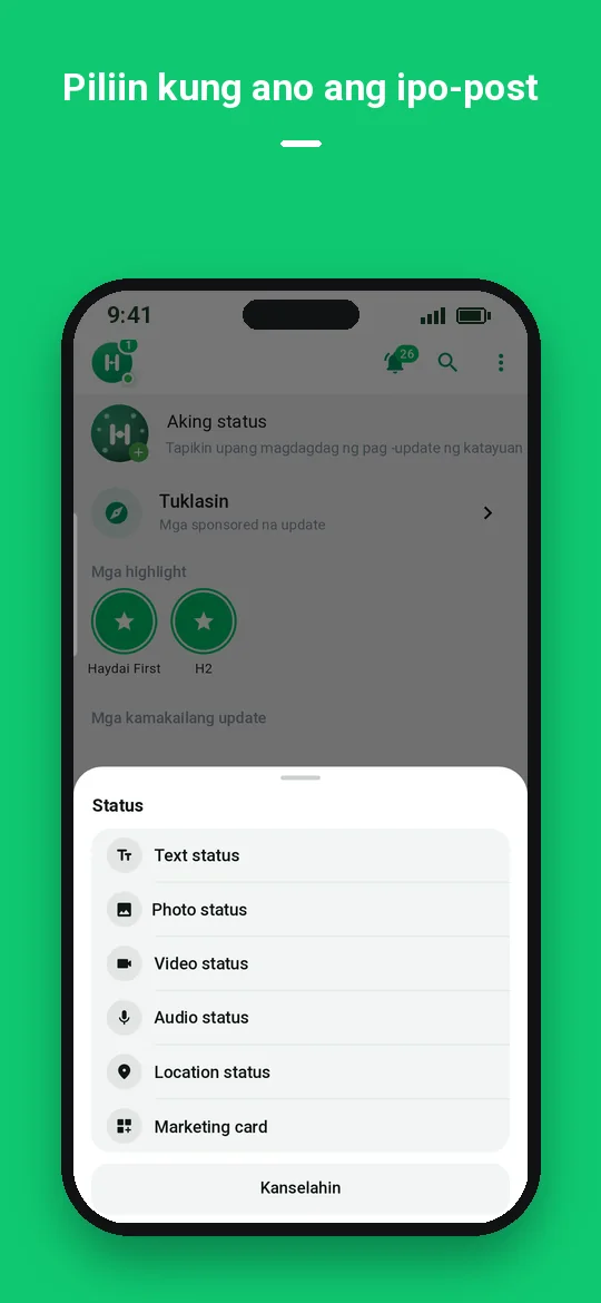 Piliin kung ano ang ipo-post — Haydai