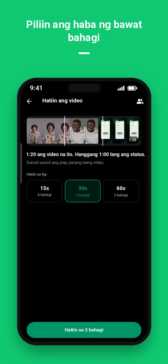 Piliin ang haba ng bawat bahagi — Haydai