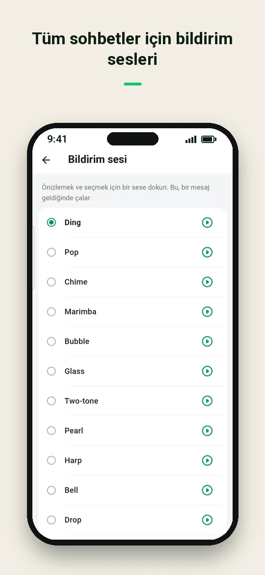 Tüm sohbetler için bildirim sesleri — Haydai