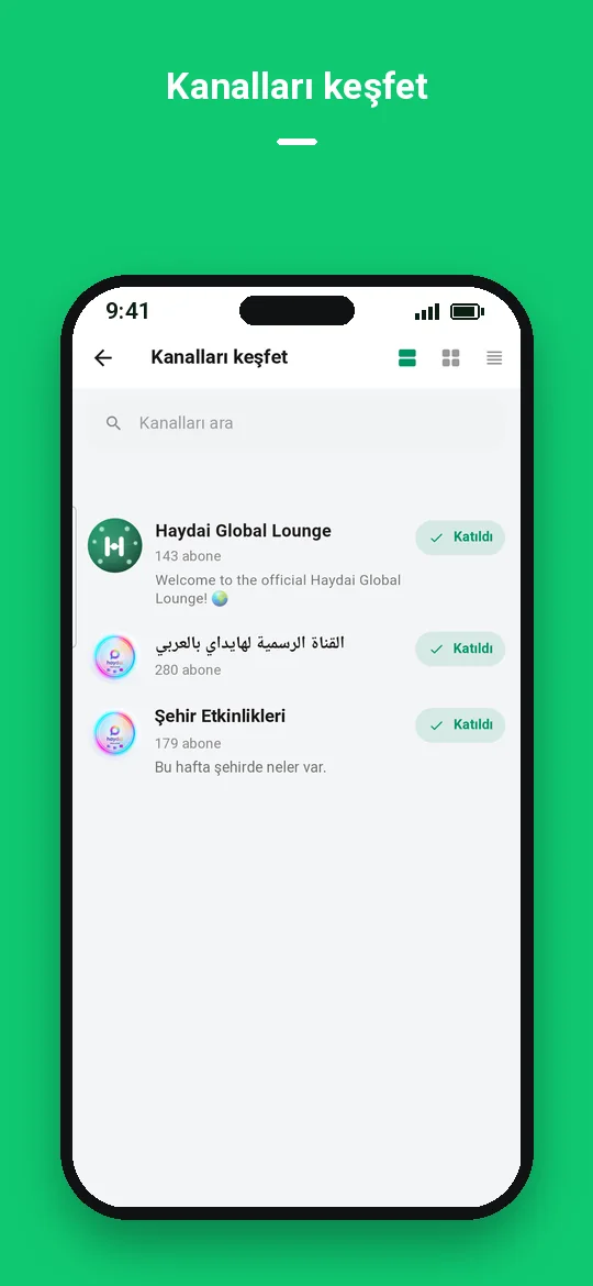 Kanalları keşfet — Haydai